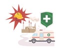 Health and Life Insurance from Incidents Happening at Plants Vector Illustration