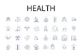 Health line icons collection. Fitness, Wellbeing, Vigor, Strength, Energy, Robustness, Vitality vector and linear
