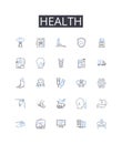 Health line icons collection. Fitness, Wellbeing, Vigor, Strength, Energy, Robustness, Vitality vector and linear