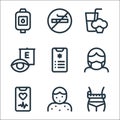 health line icons. linear set. quality vector line set such as waist, allergy, heart rate, medical mask, health, eye test,