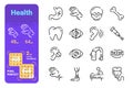 Health line icons set