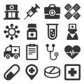 Health Medic Icons Set on White Background. Vector