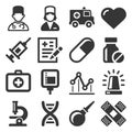 Health Medic Icons Set on White Background. Vector