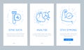 Health and medical concept onboarding app screens. Modern and simplified vector illustration walkthrough screens template for mobi