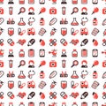 Health medical emergency vector seamless pattern background healthcare medication drug laboratory science chemical