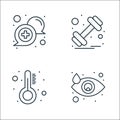 Health and medical line icons. linear set. quality vector line set such as eye, thermometer, dumbbell Royalty Free Stock Photo