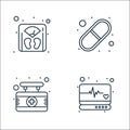 health and medical line icons. linear set. quality vector line set such as , hospital, medicines Royalty Free Stock Photo