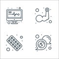 health and medical line icons. linear set. quality vector line set such as rx, medicine, arm Royalty Free Stock Photo