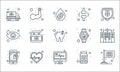 Health and medical line icons. linear set. quality vector line set such as medical, medical report, service, medicines, heart beat Royalty Free Stock Photo