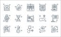 Health and medical line icons. linear set. quality vector line set such as medical, stethoscope, surgery room, care, thermometer, Royalty Free Stock Photo