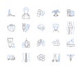 Health and medical services outline icons collection. Medical, Healthcare, Services, Treatment, Diagnosis, Prevention