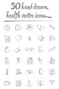 Health and medicine hand drawn icons set