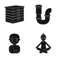 Health, medicine, pharmacy and other web icon in black style.yoga, hobby, training icons in set collection.