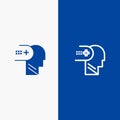 Health, Mental, Medical, Mind Line and Glyph Solid icon Blue banner Line and Glyph Solid icon Blue banner