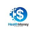 Health Money Logo Design Concept Vector. Money Health Logo Template. Icon Symbol. Illustration