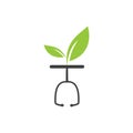 Odern natural leaf with stethoscope doctor logo design.