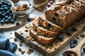 health nut bread and blueberry granola on white surface Royalty Free Stock Photo