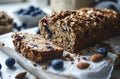 health nut bread and blueberry granola on white surface Royalty Free Stock Photo