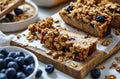 health nut bread and blueberry granola on white surface Royalty Free Stock Photo