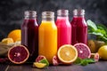 Health organic diet fruit juice healthy food drink smoothie bottle fresh raw Royalty Free Stock Photo