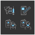 Health passport chalk icons set