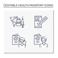 Health passport line icons set