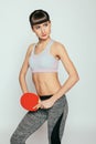 Young woman holding a table tennis racket Royalty Free Stock Photo