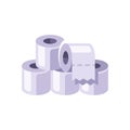 Pile of white toilet paper rolls flat illustration. Hygienic paper tissues stack Royalty Free Stock Photo