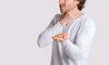 Health problems and food allergies. Man suffocates from nuts Royalty Free Stock Photo