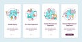 Health programs principles onboarding mobile app page screen with concepts