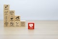 Health promotion Graphic Icon on Wooden block