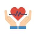 Health protection icon. Cardiology, heartbeat. Pictogram isolated on a white background