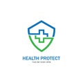 health protection with shield logo design vector template for medical or insurance company-vector