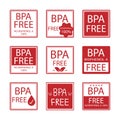 Health safety concept Buying plastic with the BPA free logo. Vector set BPA Bisphenol A  flat badge icon for non-toxic plastic. Royalty Free Stock Photo