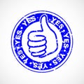 Yes thumbs up stamp Royalty Free Stock Photo