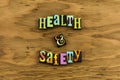 Health safety practice healthy policy safe employee workplace rules Royalty Free Stock Photo