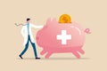 Health saving account, HSA, financial plan saving for medical expense or medicare cost and benefits concept, doctor with Royalty Free Stock Photo