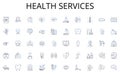 Health services line icons collection. Export, Import, Trade, Logistics, Tariffs, Supply chain, Cargo vector and linear Royalty Free Stock Photo