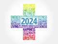 2024 health and sport goals cross word cloud, concept background