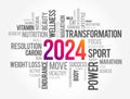 2024 health and sport goals word cloud, motivation concept background