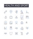 Health and sport line icons collection. Fitness, Exercise, Wellness, Physical activity, Workouts, Training, Nutrition