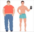 Health sport man and fat man infographic isolated concept. Royalty Free Stock Photo