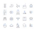 Health and sport outline icons collection. Fitness, Exercise, Wellness, Running, Strength, Yoga, Cycling vector and