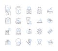 Health and sport outline icons collection. Fitness, Exercise, Wellness, Running, Strength, Yoga, Cycling vector and