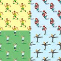 Health sport seamless pattern background wellness flat people characters sporting man activity woman athletic vector