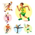 Health sport and wellness flat people characters sporting man activity woman athletic Illustration. Royalty Free Stock Photo