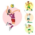 Health sport and wellness flat people characters sporting man activity woman athletic vector Illustration.