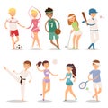 Health sport and wellness flat people characters sporting man activity woman athletic vector Illustration.