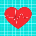Health symbol in the form of a heart with a cardiogram Royalty Free Stock Photo