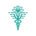 Health symbol logo design and lotus flower